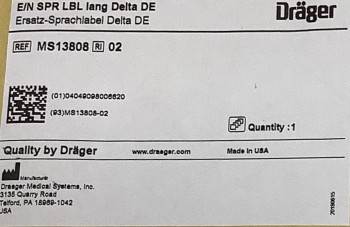 Dräger Ersatz-Sprachlabel Infinity Delta DE