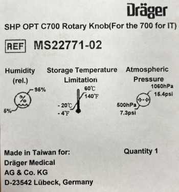 Dräger SHP OPT C700 Rotary Knob (for the 700 for IT)