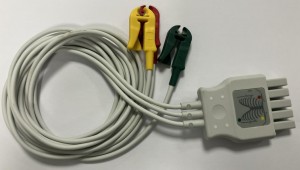 Dräger EKG-Ableitungskabel 3-adrig Klammer, Länge 1m, gebraucht