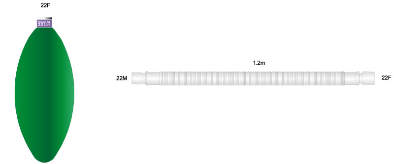 Flextube Handbeatmungsschlauch für Erwachsene, L=1.2m, Beutel 2l